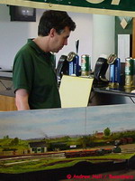 The late Ross Alderman helps setting up Buccabury at the York Model Railway Show 2004